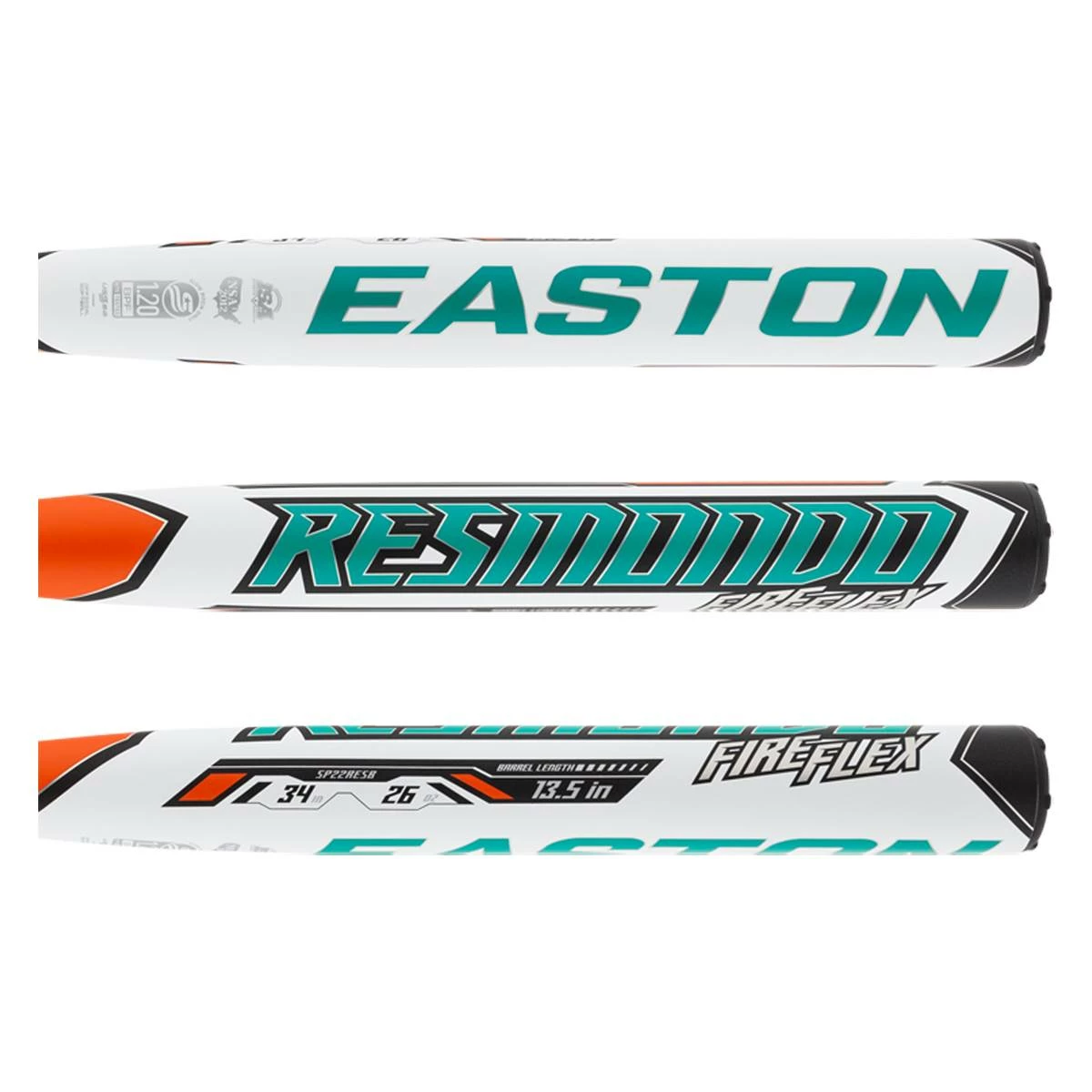 The Quality Of The 2022 Easton Resmondo Fire Flex 13.5" Balanced USSSA 240 Slow Pitch Softball Bat: SP22RESB Orange, Teal, White Is Impeccable - BaseBall Bat Gear Shop