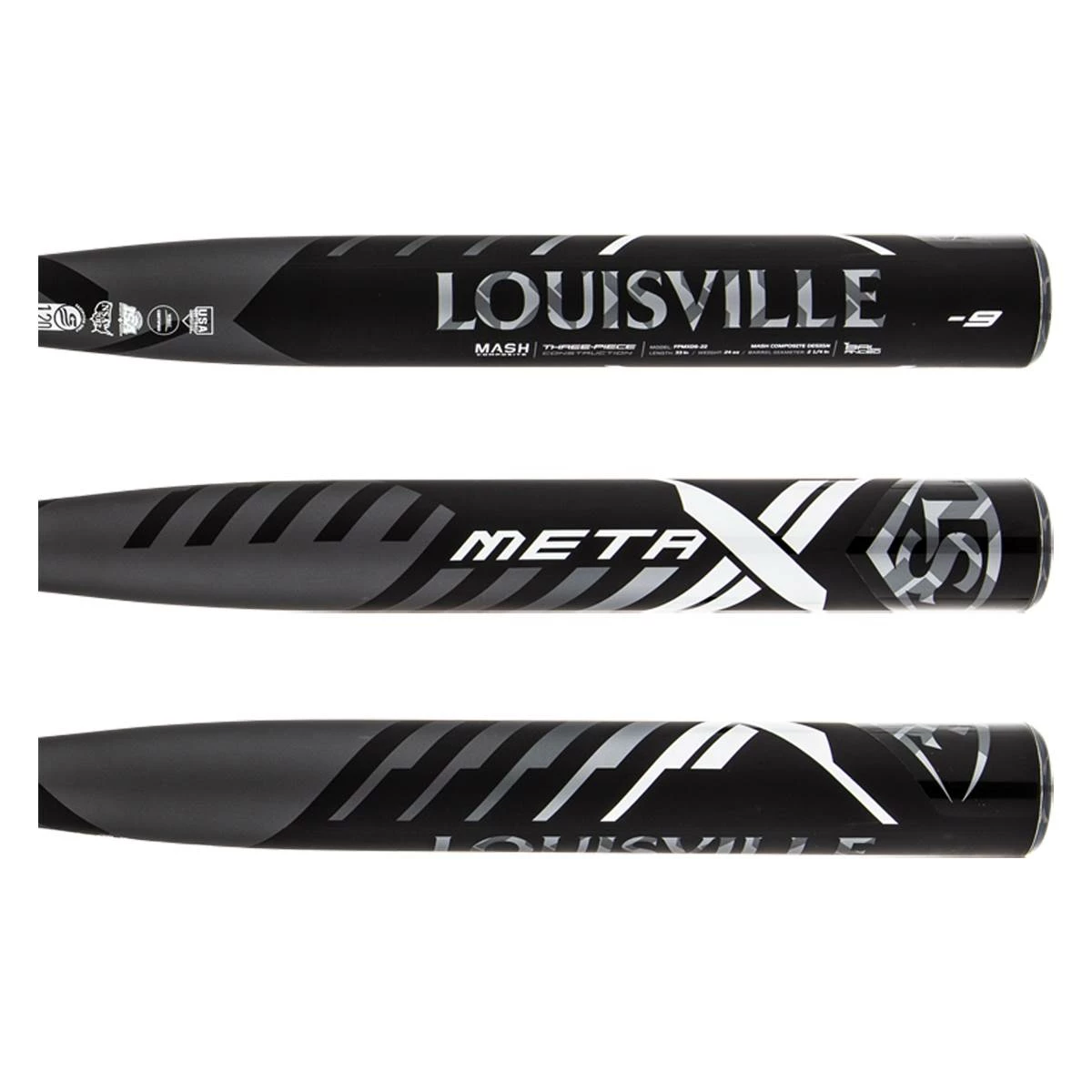 Shop The Large Capacity Of 2022 Louisville Slugger Meta -9 Fastpitch Softball Bat: WBL2495010 Black, Grey, White At BaseBall Bat Gear Shop