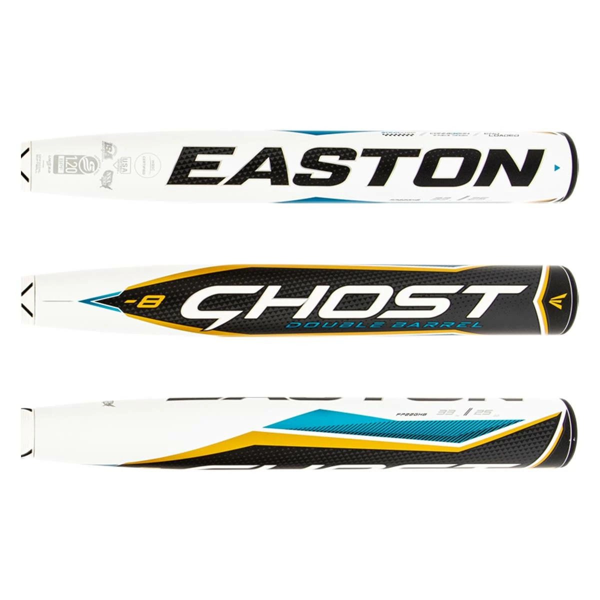 2022 Easton Ghost Double Barrel -8 Fastpitch Softball Bat: FP22GH8 Gold, White, Grey, Teal Wonderful Gift - BaseBall Bat Gear Shop