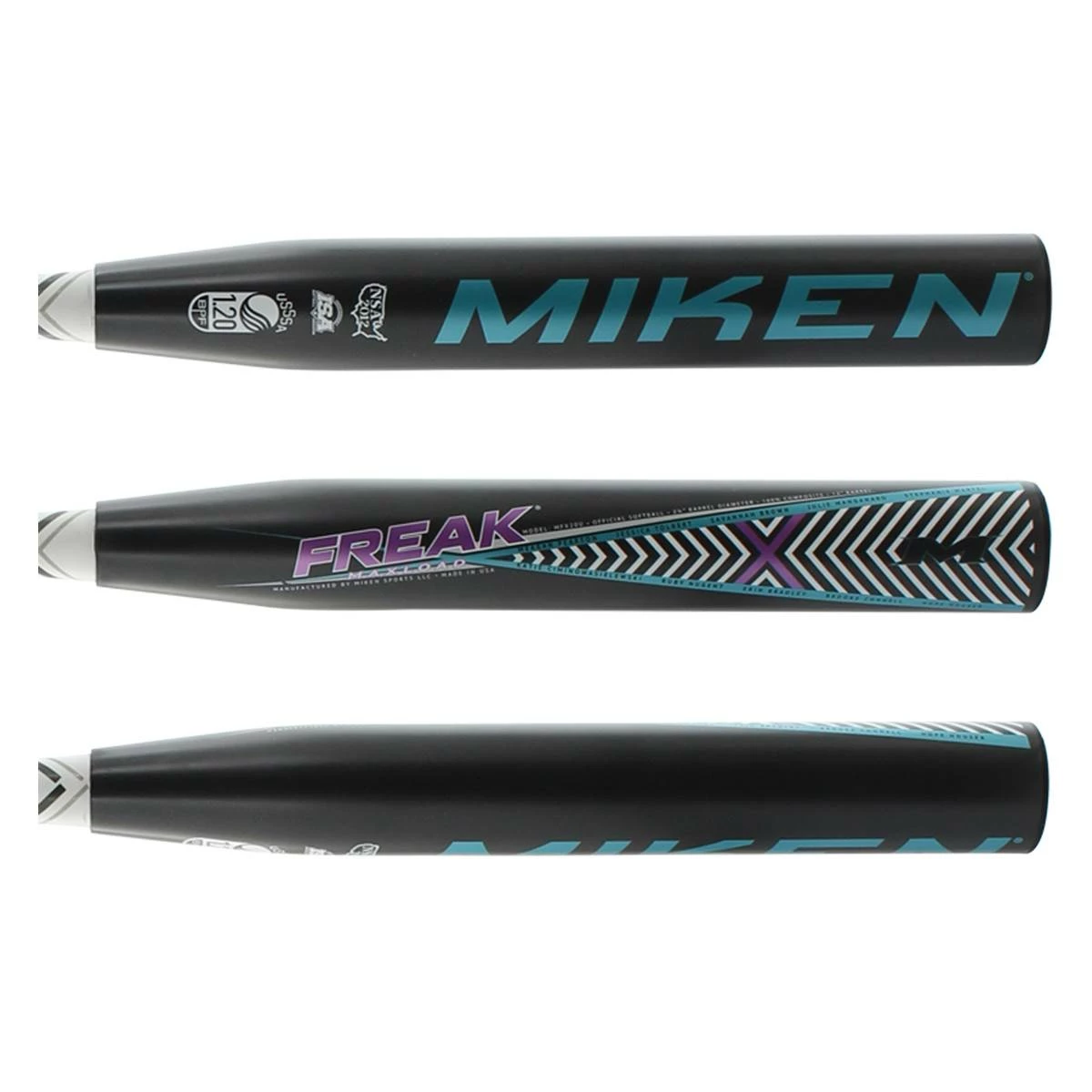 The Quality Of The Miken Freak X 12" Maxload USSSA Slow Pitch Softball Bat: MFX20U Black, Purple, White Is Impeccable - BaseBall Bat Gear Shop