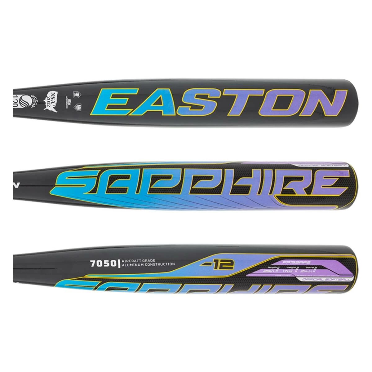 Shop The Latest Easton Sapphire -12 Fastpitch Softball Bat: FP19SAP2 Black, Purple, Free Shipping, Shop Now!
